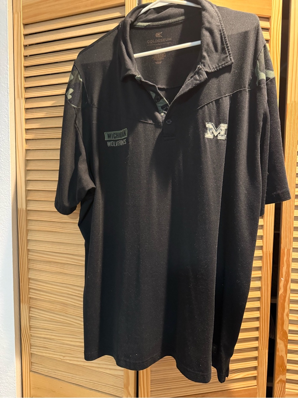 Colosseum Black Michigan Wolverines Polo with Subtle Camo Accents